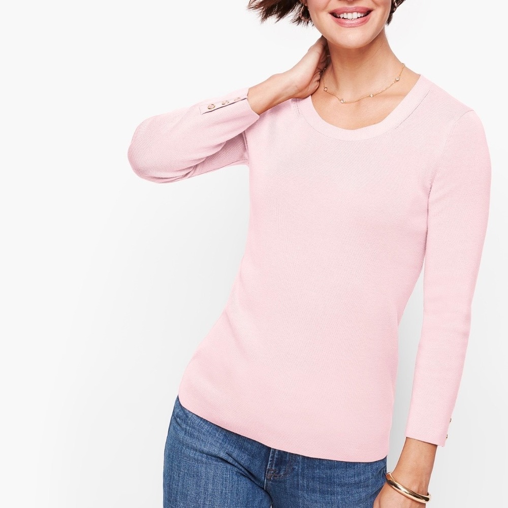 NWT Talbots 3X Pink Gold Button‎ Cuff Cotton Rayon Knit Sweater Timeless Office